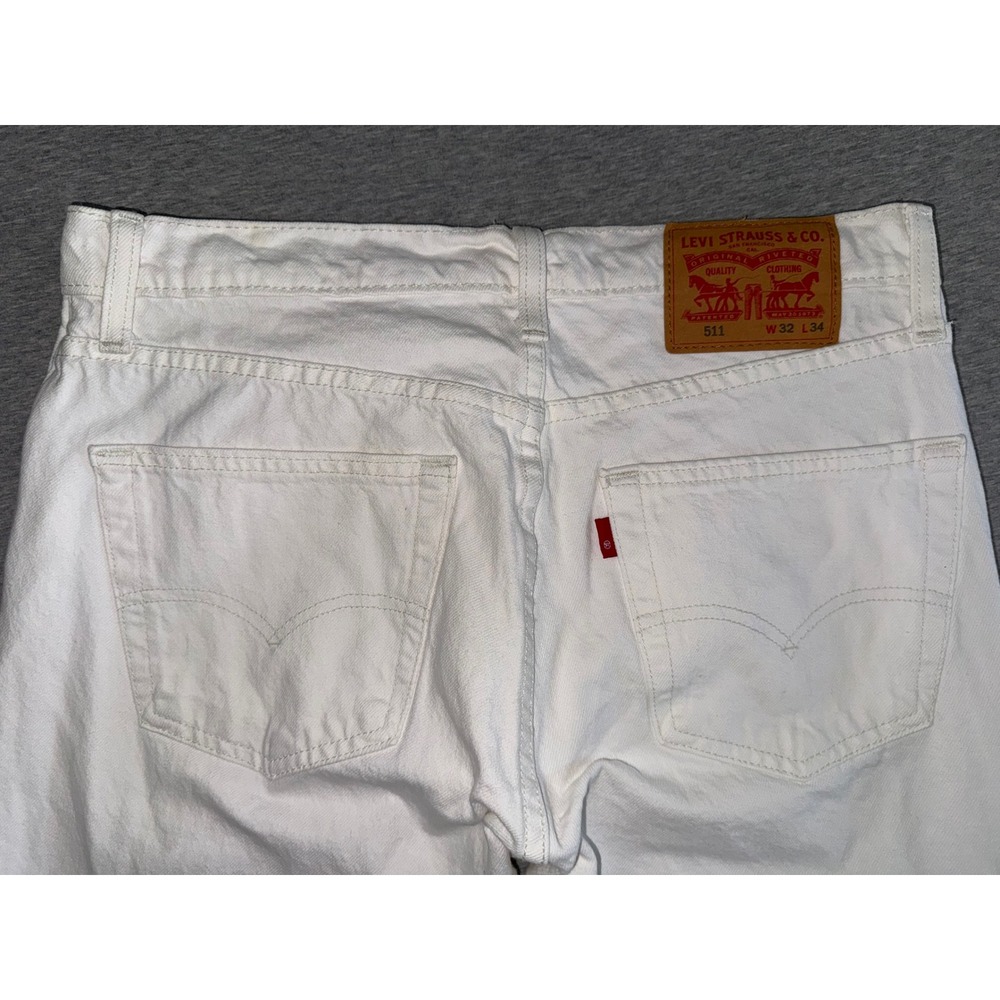 Levi's 511 Slim Fit Mens White Distressed Jeans Size 32x34 Streetwear Minimalist - Picture 5 of 12